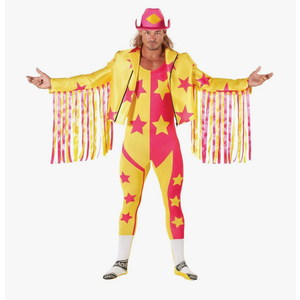 Morph Yellow Macho Man Randy Savage Costume, WWE Wrestler Costume, Adult Macho Dress Up, Fun Party Costume, Large, Yellow, Large