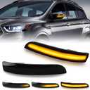 D-Lumina LED Mirror Lights Sequential Amber Compatible with 2013-2018 Fo-rd Kuga Escape Ecosports, 2012-2018 Focus, 2013-2017 C-Max, Smoked Lens Side Mirror Turn Signal Light Side Marker Blinker
