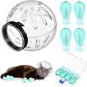 Cat Muzzle for Grooming Cat Adjustable Hood with Paw Covers, Kitten Breathable Anti Bite Muzzles Anti Scratch Boots Silicone Pussy Shoes Boots Kitten Paw Protector for Pet Bathing Shaving(Large)