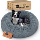 Donut Dog Bed - Premium Comfort for Anxiety Relief - Fluffy & Calming Design with Ultra-Plush Support | Cozy Round Dog Bed with Super Soft Circle Style (Dark Grey, Large)