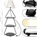 Qupui Floor Lamp with Small Round Side Table, 3-Tier Circular End Table with Storage Shelf, Round Corner Coffee Desk Nightstand for Living Room Bedroom Small Spaces, Black