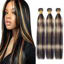 BilltiiWW Ombre Human Hair P1B/27 Straight Bundles Two Tone Black to Honey Blonde Highlight Bundles Brazilian Human Hair Weave Soft and Silky for Black Women