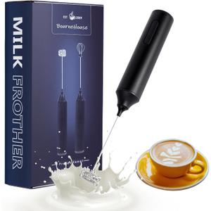 MF05 Rechargeable Milk Frother USB Charging Handheld Foam Maker with Stainless Balloon Whisk for Cappuccino, Latte, Bulletproof Coffee, Keto Diet, Protein Powder, Matcha (Black)