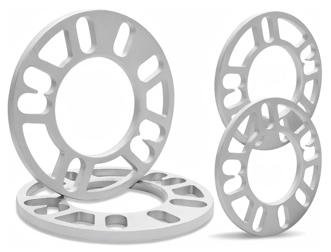 LUJIANI 4 Pack Universal Wheel Spacers, 1/4" (6 mm) Die Cast Replacement Aluminum Spacer for 4 Lugs Wheels/Rims, Fits 98 to 120mm Multiple Bolts Pattern