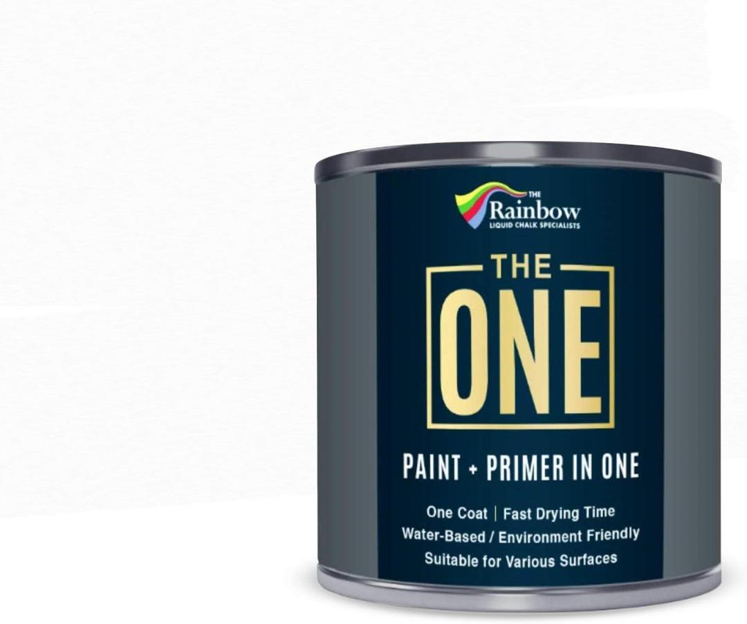 THE ONE All-in-One Paint & Primer: Durable Furniture, Cabinet, Front Door, Wall, Bathroom, Kitchen - Fast Drying Interior & Exterior Craft Paint (White, Gloss, 8.5oz)