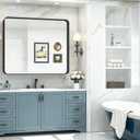 TokeShimi 42x36 Black Bathroom Mirror for Wall Vanity Mirror with Brushed Metal Frame Non-Rusting Aluminum Alloy for Modern Farmhouse Bedroom Living Room Decor (Horizontal/Vertical)