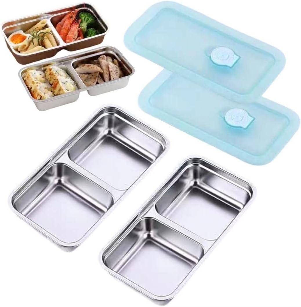 Stainless Steel Snack Containers, Reusable Food Storage Containers with Lids, Condiment Container, Grab and Go Snack Containers for Snacks,Dips,Lunch,Travel and Outdoor Camping (2PCS-A+A)