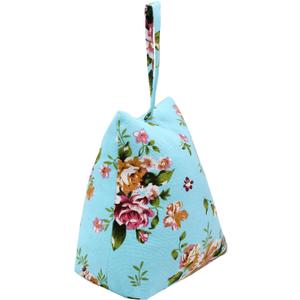 Cute Decorative Weighted Door Stopper, Trapezium Fabric Door Stop with Handle Heavy Duty Door Floor Stop for Home Office Bedroom Living Room (Blue Rose2)