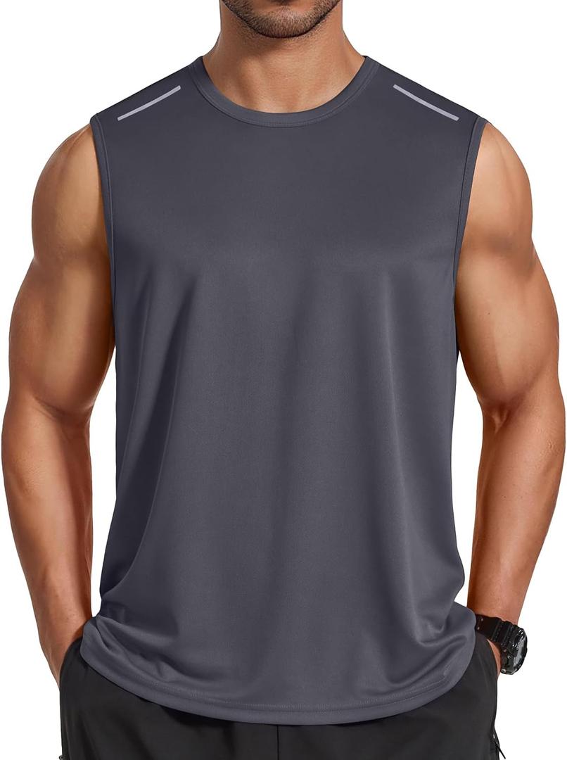 COOFANDY Men's Sleeveless Shirt Quick Dry Workout Tank Top Gym Muscle T Shirts Sport Athletic Tanks Moisture Wicking, Large