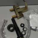 Aolemi Bathroom Faucets for Sink 3 Hole,4 Inch Centerset Waterfall Faucet 2 Handle for Bathroom Sink with Pop-Up Drain and Supply Lines Gold