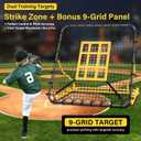 Utheer Baseball Rebounder Net 4x4.5FT Pitch Back Trainer with Strike Zone & 9-Grid Target for Baseball Softball Soccer Volleyball Lacrosse - 3 Adjustable Angles | Steel Frame UV Net | Foldable