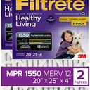 Filtrete 20x25x4(SlimFit), AC Furnace Air Filter, MPR 1550 DP, Healthy Living Ultra Allergen Deep Pleat,4-Pack, Fits Lennox & Honeywell Devices (exact dimensions 19.5 x 24.5 x 3.75)
