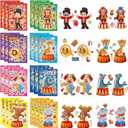 TIAMECH Make Your Own Circus Stickers - 24 Sheets Clown Magician Animals Make A Face Stickers for Kids, Birthday Party Favors & Educational Classroom Rewards