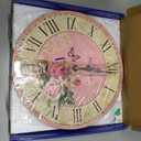 VIKMARI Home 14 Inch Battery Operated Silent Non-Ticking Vintage Wall Clock Design Wooden Round Roman Numerals Indoor Clocks Rose Pink Style Wall Clocks