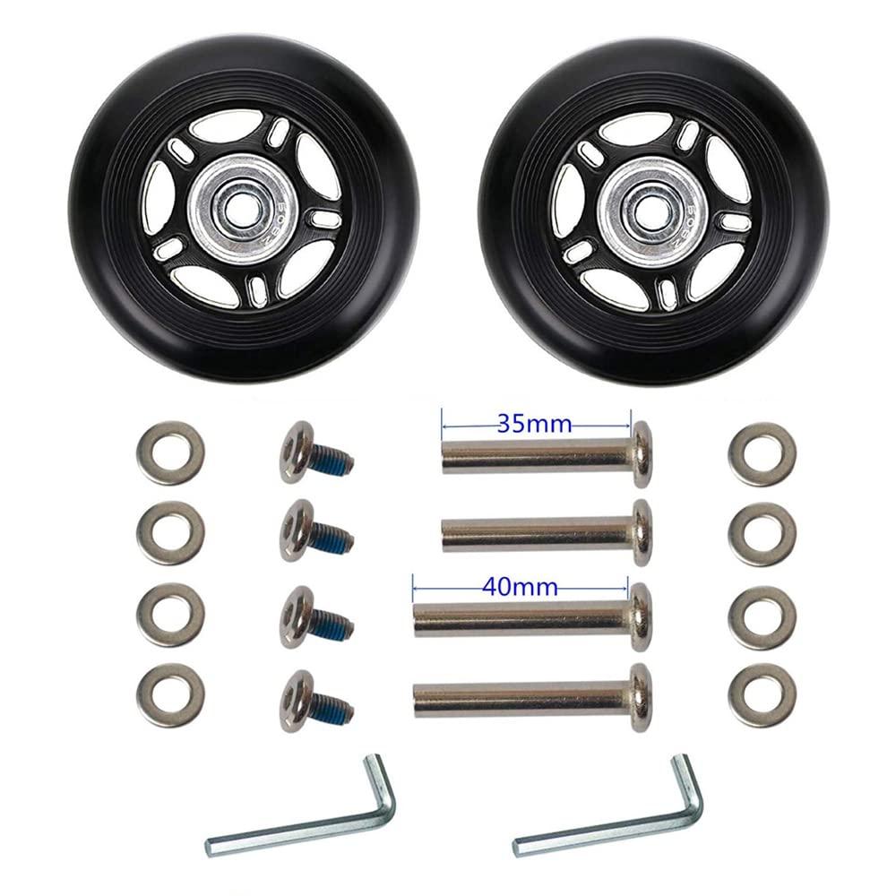 1 Pair/2pcs Luggage Suitcase Replacement Wheels 60mm*24mm, Rubber Swivel Caster Wheels 6mm Bearings Repair Kits (OD60xThk24mm/2.36x0.94in)