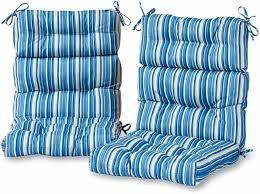Geelin 4 Pcs Outdoor Patio Chair Cushion Thick High Back Adirondack Chair Cushion Tufted Weather & Fade Resistant Anti-Slip Outside Rocking Chairs Pads with Ties, 44 x 19 x 4 Inch (Blue Stripes)