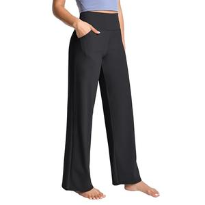 BUBBLELIME 29"/31"/33"/35"/37" Women's Wide Legs Yoga Pants Loose Lounge Sweatpants - Wide Legs_Black XL_29" Inseam, Size XL