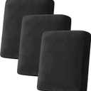 H.VERSAILTEX Velvet Stretch Couch Cushion Cover Plush Cushion Slipcover for Chair Loveseat Sofa Cushion Furniture Protector Seat Cushion Sofa Cover (3 Piece Sofa Cushion Covers, Black)