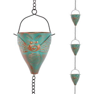 10 FT Rain Chain for Outside, Rain Chain with 10 Bee Pattern Cups Adjustable Rain Catcher Chain for Gutters, Eaves, Drainage, Replacement for Downpout