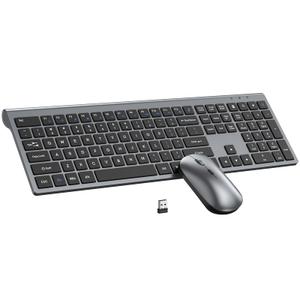 Wireless Keyboard and Mouse Combo, Full Size Keyboard and Mouse, Long Battery Life, Optical Mouse, 2.4G Lag-Free Cordless Mice Keyboard Set Ultra Slim Design for Computer, Laptop, PC, Mac, Windows