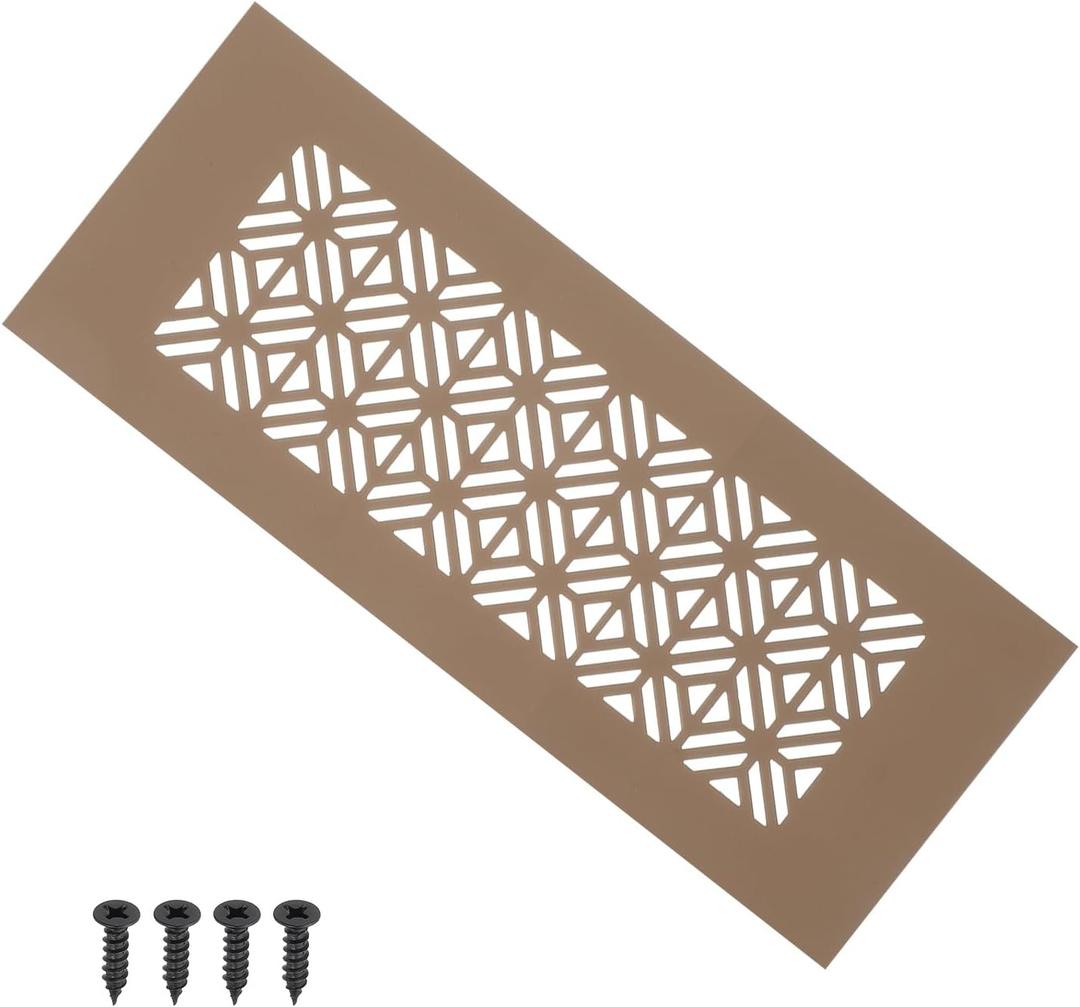 PATIKIL 8 x 3 Inch Door Air Vent Cover, Heavy Duty Aluminum Grille Ventilation Cover Louvered with Mounting Screws for Cabinet Wardrobe Door, Brown