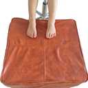 Faux Leather Pouf Cover,Unstuffed Pouf Ottoman Square,17.7x17.7x17.7 Mid-Century Moroccan Large Floor Storage Foot Rest Bean Bag for Living Room Bedroom,Brown