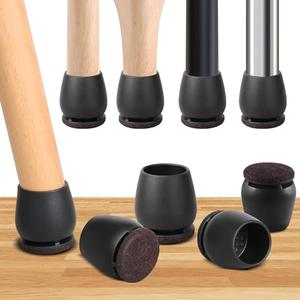 16PCS Round Silicone Chair Leg Floor Protectors for Hardwood Floors, Felt Furniture Pads Covers Table Chair Leg Caps, Large Chair Sliders for Wood Floors, Anti-Scratches & Noise(Black, Fit:1.1"-1.4")