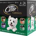 Cesar Classic Loaf in Sauce Adult Wet Dog Food with Duck, Oven Roasted Chicken, Grilled Chicken, and Turkey Recipes, 3.5 oz. Easy Peel Trays, Variety Pack (24 Count, Pack of 1) (EXP 09/30/27)