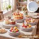 Wenqik 5 Pcs Metal Silver Cake Stand, 16/14/12/10/8 in Round Cake Holder