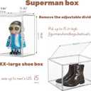 Attelite XXX-Large Clear Display Case Stackable Plastic Storage Bins with Lid, 2 Tiers Boot Shoe Box Organizers with an Adjustable Divider, Big Acrylic Display Storage Box with Magnetic Door