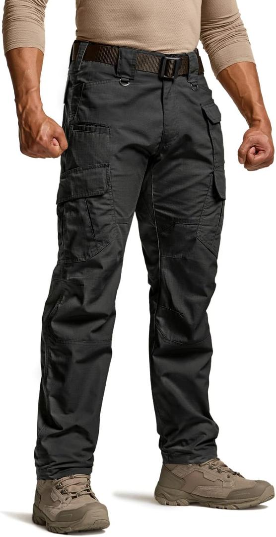 CQR Men's Tactical Pants, Water Resistant Ripstop Cargo Pants, Lightweight EDC Work Hiking Pants, Outdoor Apparel (34W x 30L, Duratex Mag Pocket Khaki)