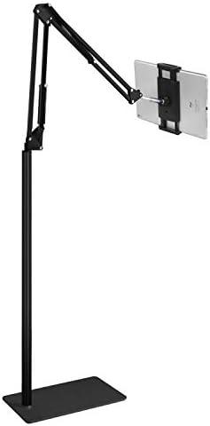 Tablet Floor Stand with 5LB Metal Base, Overhead Bed Phone Stand Angle Height Adjustable Holder, Universal Floor Stand Compatible with iPhone iPad Pro Air Mini, Samsung Tab, Kindle, E-Reader