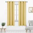 DWCN Blackout Curtains for Living Room, Room Drakening Drapes for Bedroom, Solid Thermal Privacy Protection Window Treatment - Light Yellow, W42 x L63 Inch, Set of 2