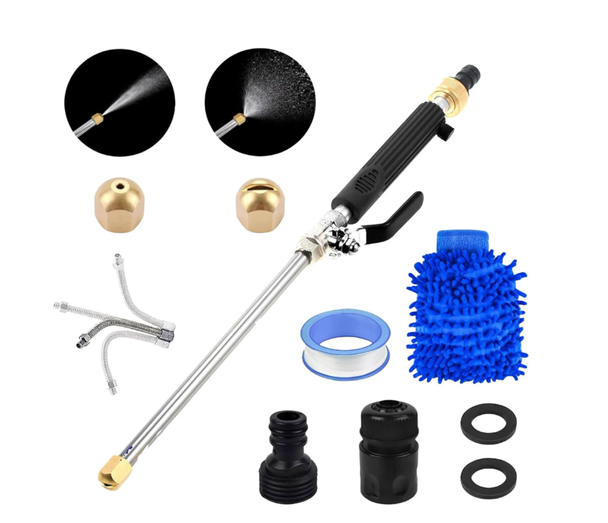 Jethose - Jet Hose Water Pressure - 2-In-1 Pressure Washer Kit, Power Jet Water Hose Sprayer Nozzle High Pressure Washer With Hose Quick Connectors, for Car Washing, Garden Cleaning, Patio(Black)