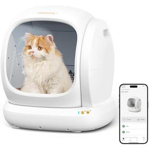 MeoWant Self Cleaning Cat Litter Box, Open-Top Automatic Cat Litter Box with Safety Protection, App Control, Odor-Free Cat Litter Box for Multiple Cats