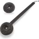 18" Long Handle Grill Brush with Replaceable Head - Safe Bristle Free Stainless Steel BBQ Cleaner with Heavy Duty Scrubber Pad, Grill Accessories Steel Wool Scrubbers for Porcelain Gas Charcoal Gri