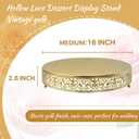 16 Inch Luxury Light Gold Cake Stand, Round Metal Dessert Display with Ornate Filigree Lace, Dual‑Coated Premium Finish for Wedding, Anniversary & Elegant Home Decor