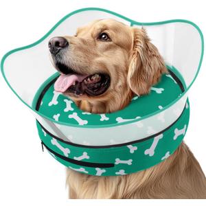 Supet Raised Inflatable Dog Cone Collar to Stop Licking, Soft Dog Cone Alternative After Surgery, Pet Neck Donut Collar for Medium Dogs,Size Medium