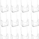 MaxGear Acrylic Brochure Holder 4 Inch, Clear Plastic Countertop Literature Holders, Trifold Flyer Display Stand for Pamphlets, Booklets, Magazines, Menus, Multi Purpose Organizer for Office, 12 Pack