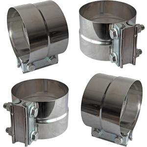 Exhaust Clamps Band Clamp 4" Lap Joint - Stainless Steel Lap Joint With 1 Block 4Pcs For 4" Od To 4" Id Exhaust Pipe, Muffler, Elbow And Exhaust Tubing Connection(4 Pack)