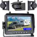 7" 3-Magnetic Wireless RV Backup Camera, HD1080P DVR Monitor, IP69 Waterproof & IR Night Vision 3x9600mAh Rechargeable Cameras, 2 Side Cameras & 1 Rear Camera for Trailer Truck Camper WS7-3