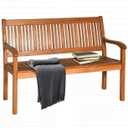  50'' Two Person Outdoor Garden Bench Loveseat Porch Chair Solid Wood W/Armrest