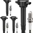 UF557 Ignition Coil & 4503 Double Iridium Spark Plug for 07-17 Jeep Compass Patriot/11-14 Chrysler 200,07-10 Sebring/Dodge 08-14 Avenger,07-12 Caliber,09-19 Journey Replaces# 4606824AB, C1587, 5C1644