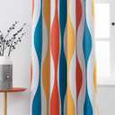 MeZQ Blackout Curtains 84 inch Long 2 Panels Set, Wave Grommet Bedroom Blackout Curtains, Thermal Insulated and Noise Reduce Drapes with Geometric Pattern for Living Room, Orange, 52" W x 84" L