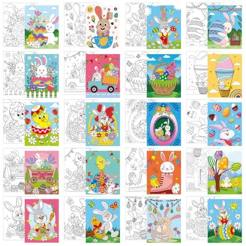 Sherr 20 Pcs Stretched Pre Drawn Canvas Afro Queen Black Art for Painting for Adults Outline Pre Drawn Stretched Cotton Canvas to Paint Party Set, 8 x 10''(Easter)