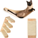 Chasing Tails Cat Wall Shelves - Four Step Cat Shelf with Scratch Board, Mounted Cat Shelves, Sturdy Cat Wall Furniture for Indoor Cats, Kittens - Extra Cat Wall Hammock Cover Included