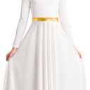 Girls Praise Dance Dress Long Sleeve Liturgical Metallic Church Robe (10-12 Years)