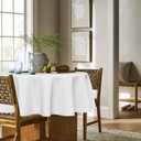 Horaldaily 6 Pack White Tablecloth 7070 Inch Round, Stain and Wrinkle Resistant Washable Table Cloth, Decorative Polyester Table Cover for Party Picnic Dinner Decor