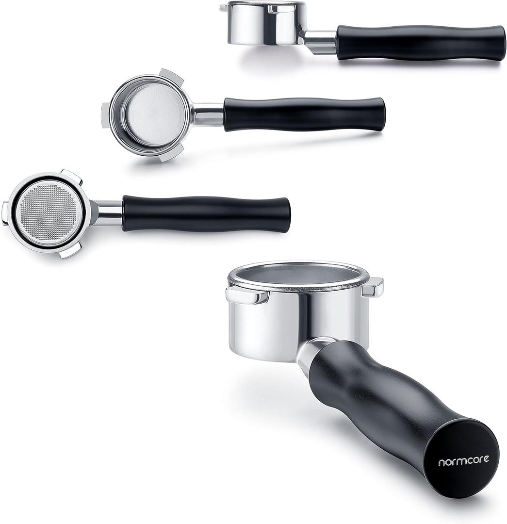 Normcore 54mm Bottomless Portafilter, Naked Portafilter Fits Breville Sage Barista Express Machines, 18g Filter Basket Included (Black)