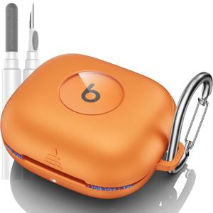 Beats Powerbeats Pro 2 Case Cover, Shockproof Magnetic Case for Powerbeats Pro 2 2025 Wireless Earbuds, Magnetic Lock Lid Protective Cover with Cleaner Kit & Carabiner (Orange)